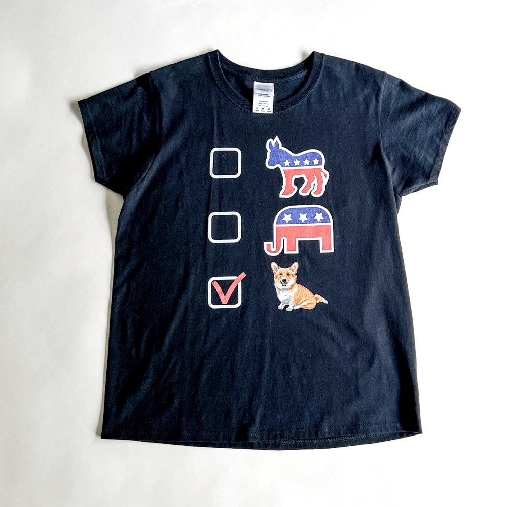 Witty Vote Corgi Black T-shirt M